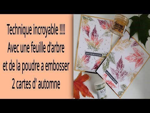 Incredible technique with a tree leaf and embossing powder Scrapbooking card making tutorial