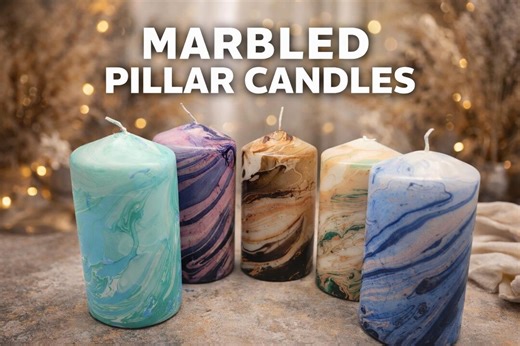 Hand-poured Marbled Pillar Candle, Unscented Paraffin Wax, Home Decor - Etsy
