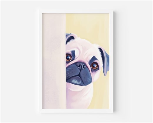 Gray Pug Portrait – Pastel Acrylic Style Wall Art (digital Download) - Etsy