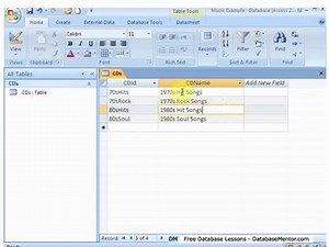 Create Table In Access - Music Database Part 1
