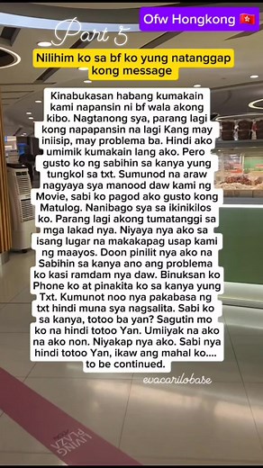 656K views · 2.8K reactions | Kwentong pag ibig ni kabayan. (Part 5) #ofwstory #KwentongOFW #buhayabroad #ofwlife #KwentoNgPagibig #kungyanghk #OFWHONGKONG #OFWHK #ofwlife #fbreelsfyp #fbreels #viralvideoreels #everyone #followers | Eva Carilo Base | Facebook