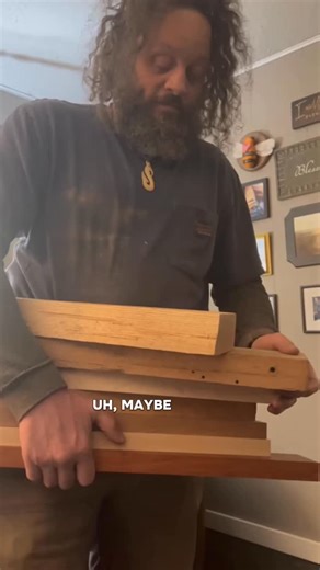 John Furniss on Instagram: "Becoming a wood “expert” was not on my bingo card when I married John. I use that term very lightly lol 😄 Description: John, a blind man, walks into the room carrying a large pile of wood boards. Anni helps him identify what type of wood each board is and then John marks each board with a tactile marking tool. #helper #husbandAndWife #woodworking #greenFlag #Couple"