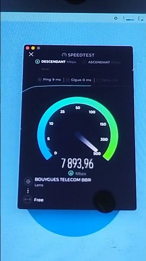 speedtest en Ethernet sur le port 10G de la Freebox ultra