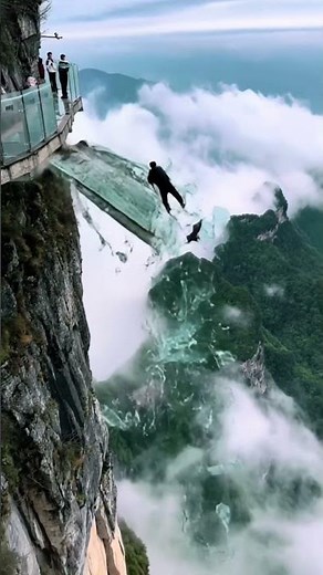 Glass Bridge CRACKS, Then Falls Straight Down😱🪟#shorts