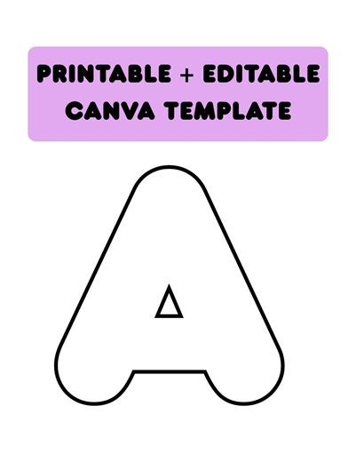 Bubble Letter Alphabet Printable | 6” Uppercase Letters   Canva Template - Etsy