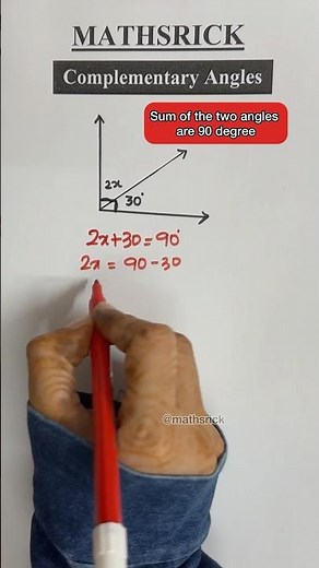 Find the value of x | Complementary Angles #ytshorts #math #geometry