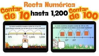 Spanish Skip Counting by 10s & 100s, Number lines to 1,200