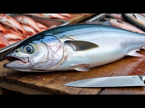 Precision Cuts❗🔥 Yellowfin Tuna Cutting Skills like a Pro in Sorong city, Indonesia