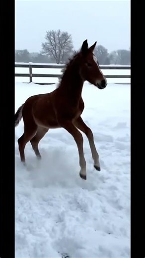 A Winter Dance of a Happy Foal