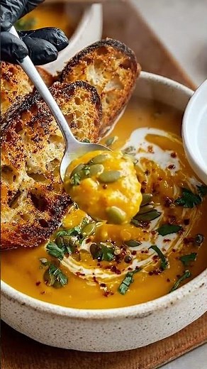 Creamy Slow Cooker Pumpkin Soup 🥣 Easy Cozy Fall Recipe #foodreels #foodshorts #foodie #easydinner