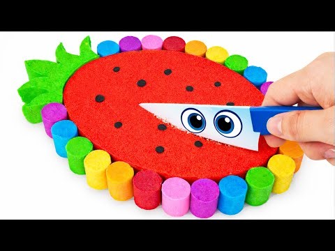 Satisfying Video l How To Make Rainbow Pineapple Kinetic Sand Cutting ASMR