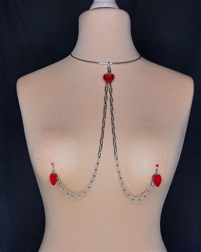 Transformable Non Pierced Nipple Piercing, 5-in-1 Fake Nipple Rings + Metal Choker, Breast Jewelry Set - Etsy