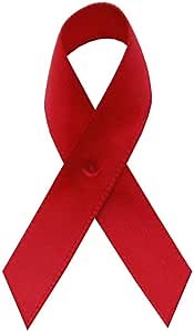 Support USA | American Made 125 Red HIV/AIDS/Addiction Awareness Ribbons - Bag of 125 Fabric Ribbons with Safety Pins