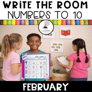 Numbers to 10 Write the Room | February Valentines Counting Math Center