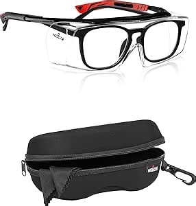 NoCry Safety Glasses That Fit Over Your Prescription Eyewear; UV400 Protection; ANSI Z87 & Storage Case for Safety Glasses with Felt Lining, Reinforced Zipper and Handy Belt Clip