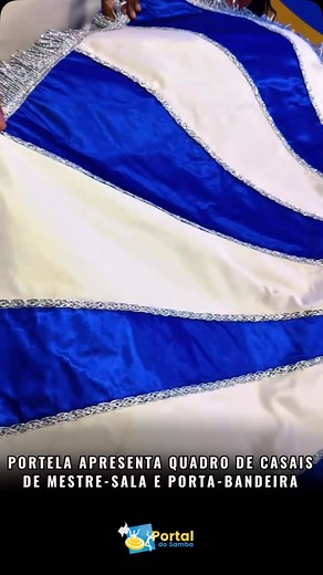 Marlon Lamar e Squel Jorgea seguem como 1° casal de mestre-sala e porta-bandeira. Thainá Teixeira e Vinicius Jesus defendem o segundo pavilhão e Yuri Pires e Osanna Baptista são o novo terceiro casal da Portela. Vídeo: Reprodução / Portela | Portal do Samba