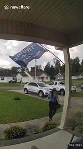 Delivery driver chucks pizza onto porch of house with Trump flag on display | Craft Pop Max