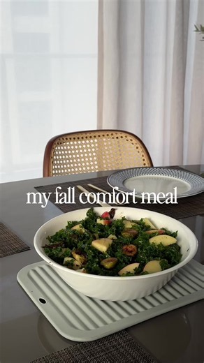 Fall salad with roasted Brussels sprouts and massaged kale