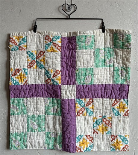 Purple Spring Quilt Remnant, Crafting and Sewing Projects, Quilted Fabric, Repurpose, Decor, Vintage. - Etsy