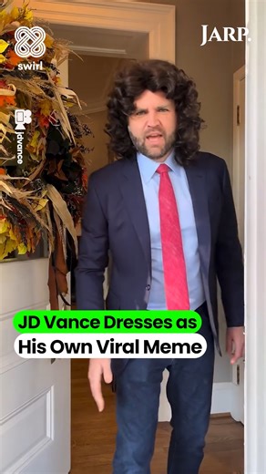 US Vice President JD Vance took humor to the next level by dressing up as his own viral meme! Wearing a curly brown wig and suit, Vance recreated the moment from his “remember to say thank you” exchange with President Zelenskyy. The internet loved it — calling him a “legend” and dubbing it the “best costume of the year.” His self-aware humor has social media buzzing! VIDEO CREDIT : jdvance #JDVance #USPolitics #PresidentZelenskyy #JDVanceMeme #USNews #JarpMedia (For AI powered customer centric p