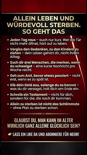 Allein leben und würdevoll sterben – So geht das 🕊️