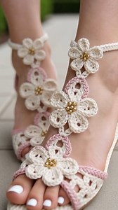 Step into style with these gorgeous white & pink crochet flower sandals! 🌸💖 Which one’s your favorite summer accessory? Tag a friend who loves cute footwear and show off your own fashion flair! 👡✨ #FashionForward #SummerStyle #CrochetSandals #FlowerShoes #SummerFashion #ootd | Creative Ideas