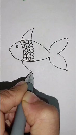Cute Cartoon Fish Doodle – Easy Line Art Drawing. #art