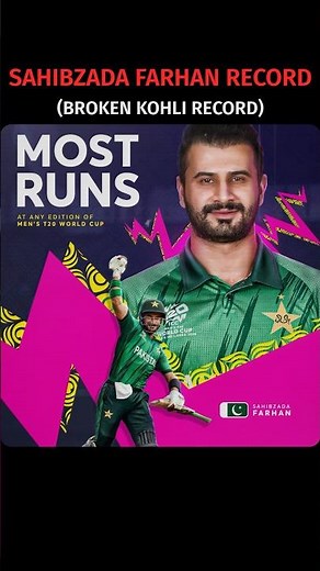 Sahibzada Farhan Breaks Virat Kohli’s 12-Year T20 World Cup Record #slvspak #cricket