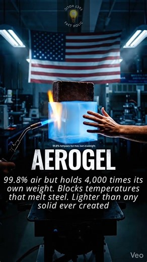 Aerogel, is the world's lightest solid material, composed of up to 99.8% air