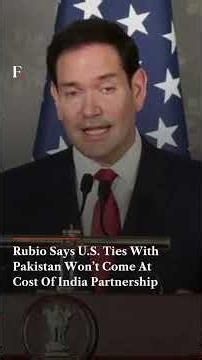 Rubio Says US Ties With Pakistan Won’t Come At Cost Of India Partnership | Firstpost News