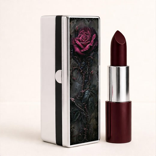 Gothic Dark Academia Lipstick Case Holder With Mirror Floral Rose Metal Makeup Organizer - Etsy