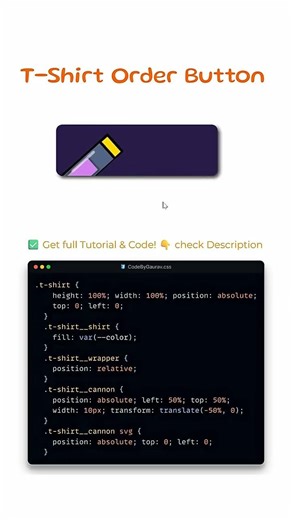Clean & interactive T-Shirt Order Button UI 🛒 Built using pure HTML & CSS — smooth hover effect.
