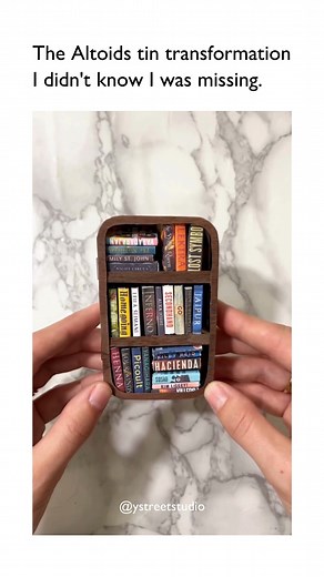 Recently, on the “Happier” podcast, we discussed this Happiness Stumbling Block: “What do you do with things that aren’t good enough to use, but too good to toss or recycle?” As an example, I mentioned Altoids tins. It turns out that people have many creative uses for Altoids tins—and @ystreetstudio’s miniature bookshelf might win the prize. Amazing! What do you do with items that are “neither trash nor treasure”—Altoids tins, miniature jam jars, decorative biscuits tins, a really good shoe box,