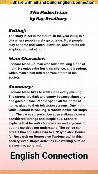The Pedestrian by Ray Bradbury | Easy Summary & Theme | Class 10 ICSE English Story #shortsfeed #yt