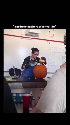 Drive Edits on Instagram: "This video captures a classroom science demonstration where a teacher is conducting a controlled experiment using a pumpkin, commonly done to explain principles of pressure, chemical reactions, or gas expansion in a safe, visual way. Pumpkins are often used in experiments because their hollow interior and thick outer shell make pressure changes easy to observe. In many classroom demonstrations, gases produced by a chemical reaction (such as from hydrogen peroxide decom