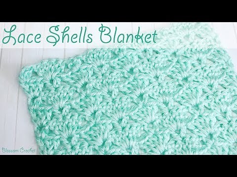 Beautiful Lace Shell Crochet Baby Blanket / Scarf