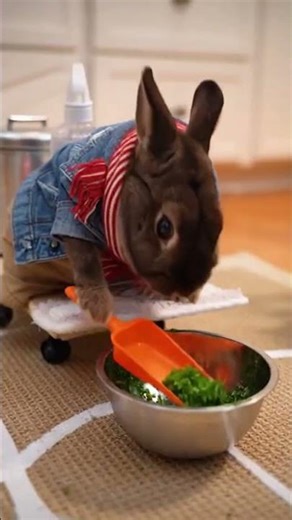 American Sable Rabbit Drives Tiny Rug Zamboni