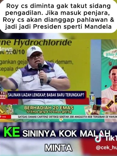 Roy disemangati masuk pengadilan agar jadi presiden