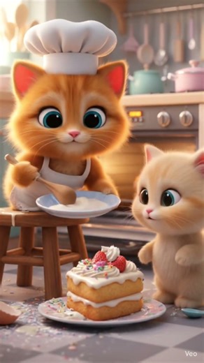 Cute Cat Baking Cake 🍰 | Adorable Kitten Cooking Fun for Kids