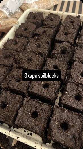HobbyTrädgården on Instagram: "Så gör du egna soilblocks! 🌱 Förlåt för konstig klippning i videon, Instagram tillåter bara 3 min, det blir därför en snabbversion. Soilblocks är små komprimerade jordkuber som fungerar som naturliga krukor för dina frön. De är perfekta för dig som vill minska plastanvändningen och för att smidigt kunna omplantera kinkiga plantor som helst inte vill att rötterna störs. 1. Använd en näringsrik jord, jag har valt planteringsjord, och blanda med vatten tills den är o