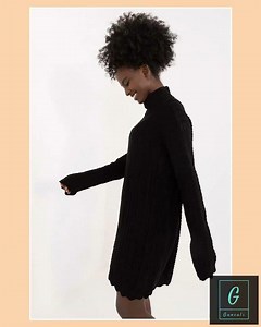 Women’s Black Mini Long Sleeve Turtleneck Knit Dress