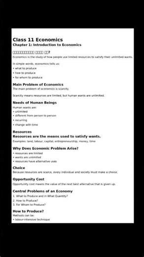 class 11 notes for Economics chapter 1