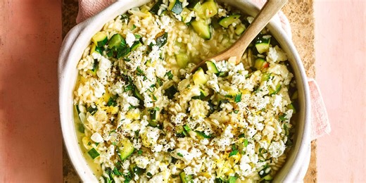 Easy baked courgette and feta risotto recipe
