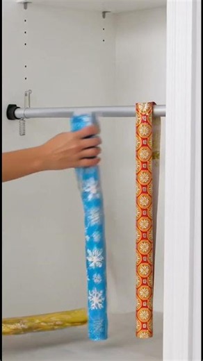 Organize wrapping paper using a tension rod #Shorts