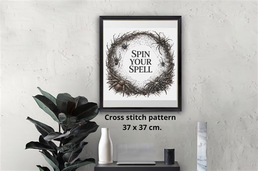 Gothic Spider Wreath Cross Stitch Pattern, Witchy Halloween Embroidery (PDF) - Etsy