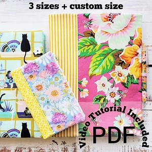 Anais Book Cover PDF Sewing Pattern: 3 Sizes   Custom Size (with Video Tutorial) - Etsy