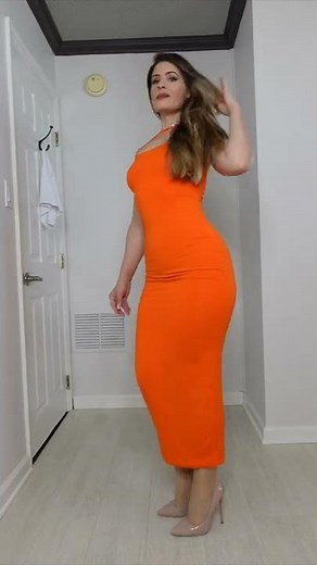 Orange Maxi Dress, Nude Pantyhose, Nude Heels OOTD ❤️ Natalie Nightwolf #shorts