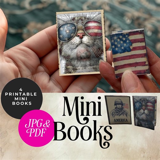 Fourth of July Mini Books Printable Kit – 4 Patriotic Tiny Journals, Vintage Americana Ephemera, JPG & PDF Download - Etsy