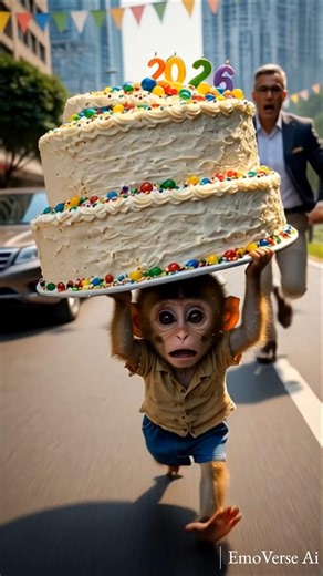 Baby Emo 🐒Built A Giant Cake🎂Next What Happened 💔#viral #shorts #cartoon #newyear