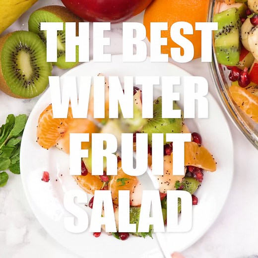 RECIPE HERE: https://therecipecritic.com/best-winter-fruit-salad/ The Best Winter Fruit Salad is filled with clementines, kiwi, pears, apples, and pomegranate, then tossed in sweet tart honey lime poppy seed dressing. These are all fruits that are in season in the fall and winter and when tossed with the most delicious dressing it’s a dinner winner for sure. This is a colorful healthy addition to any meal. | The Recipe Critic